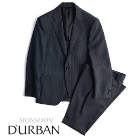 D'URBAN【ダーバン】定価97,900円（税込）日本製 J∞QUALITYモヘヤ混ウールスーツMONSOON 清涼仕様 盛夏対応ネイビーグレー ストライプ 背抜き仕立てA3サイズ