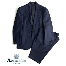 ≪訳有≫Aquascutum【アクアスキュータム】定価253,000円（税込）日本製 撥水加工ウールスーツPrime Line～最高級ライン～春夏 背抜き仕立て ネイビー 紺A4サイズ