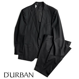 訳有D'URBAN ombrare【ダーバンオンブラーレ】定価83,600円（税込）日本製（MADE IN JAPAN）シャドーストライプウールスーツ黒 ブラック 春夏 背抜き仕立てBB7サイズ