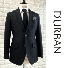 D'URBAN【ダーバン】日本製シルク混ウールジャケット織柄　ピークドラペルブラック　黒総裏仕立て