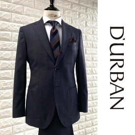 D'URBAN【ダーバン】日本製ウールスーツカラーネップ×チェックネイビー系　総裏仕立て