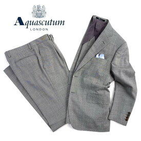 Aquascutum【アクアスキュータム】日本製シルク混ウールスーツハンドトゥース　グレー背抜き仕立て
