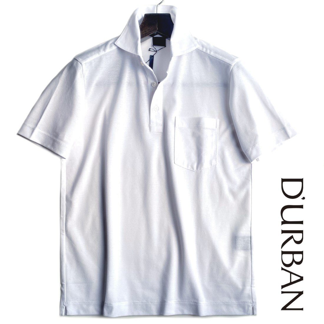 当店は最高な サービスを提供します オンオフで使える 定番ポロシャツ D'URBAN 限定タイムセール ダーバン 白 ホワイト清涼素材 日本製MONSOON半袖ポロシャツ綿100％