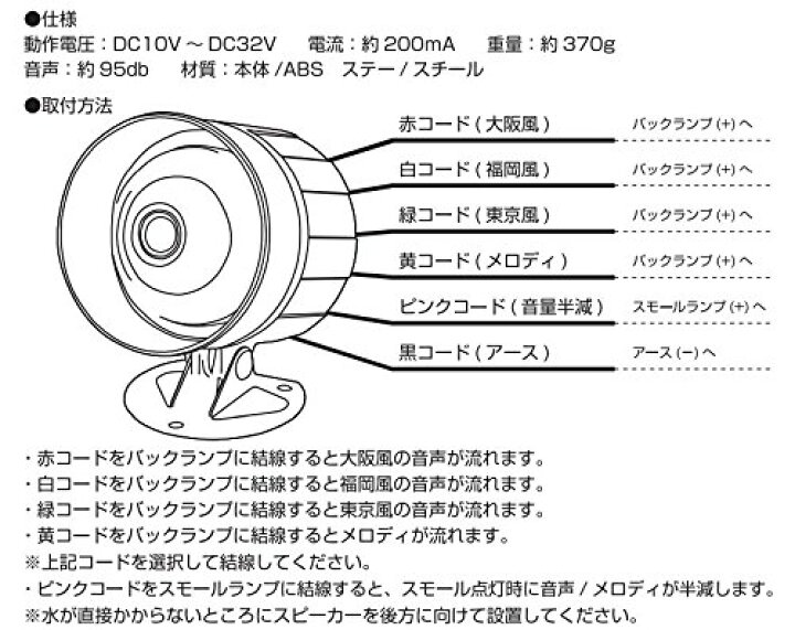 楽天市場 メロディーバックブザー 響 帝国マーチ 音声 カー用品 トラック用品の東都部品