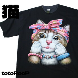 猫BIGティーシャツ　キラキラ光る　裏表デカ顔　癖つよ