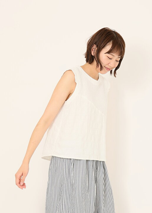 楽天市場】コットンリネンワッフルノースリーブシャツ : to touch 楽天 