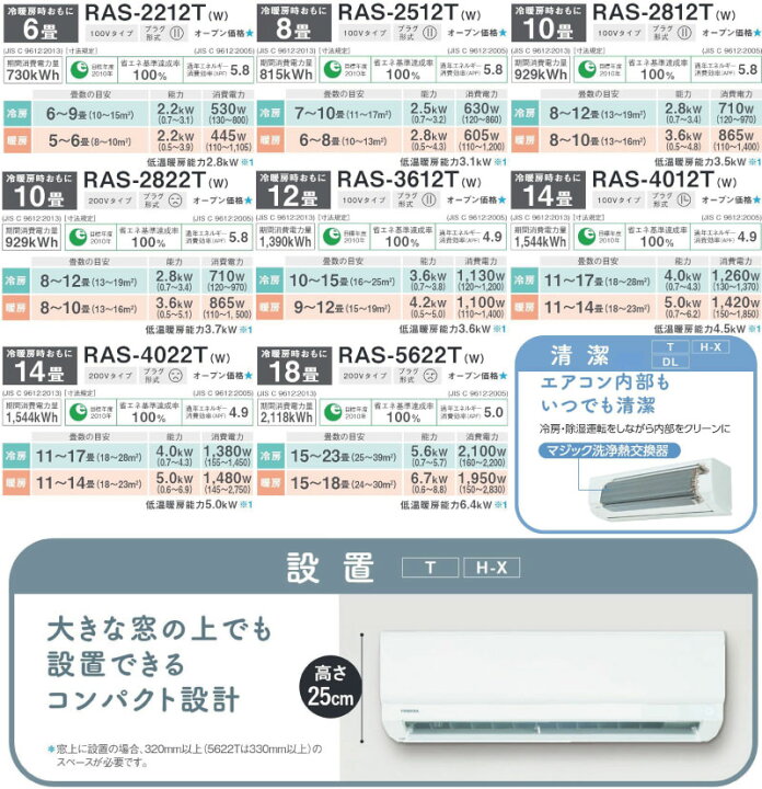 予約 東芝 ﾙｰﾑｴｱｺﾝ 冷暖除湿 RAS-2212T W fucoa.cl