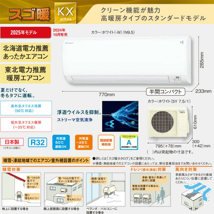 寒冷地エアコン！！ ダイキン S225ATKS-w！！ 最安値を目指して 