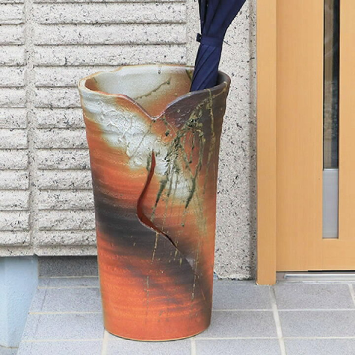 楽天市場】【15%OFFクーポン配布中】信楽焼灰釉流し傘立て！玄関の 