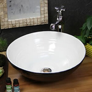 信楽焼ホワイトブラック(中型)手洗い鉢!飽きのこない洗面鉢!お洒落な洗面器 手洗器 手洗鉢 洗面ボール 洗面シンク 陶器 洗面台 手洗い鉢 洗面ボウル 洗面陶器 やきもの 和風【tr-3226】