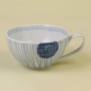 【波佐見焼】 陶房青 丸紋十草 スープカップ スープ カップ スープボウル 持ち手付 大きい マグカップ 食洗機 電子レンジ 日本製 | 食器 皿 陶器 陶磁器 ギフト プレゼント 結婚祝い 一人暮ら