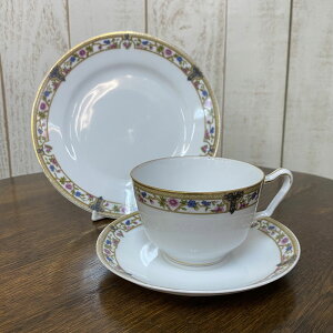 アンティーク トリオ ティーカップ&ソーサー Noritake オールドノリタケ マルキ印 英国輸出用 1906-1925年頃 ヴィンテージ キッチン 欧州雑貨 テーブルウェア 食器 ティーセット 茶器 陶磁器