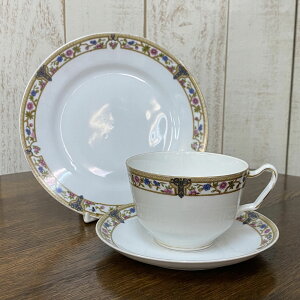 アンティーク トリオ ティーカップ&ソーサー Noritake オールドノリタケ 英国輸出用 1906-1925年頃 ヴィンテージ キッチン 欧州雑貨 テーブルウェア 食器 ティーセット 茶器 陶磁器