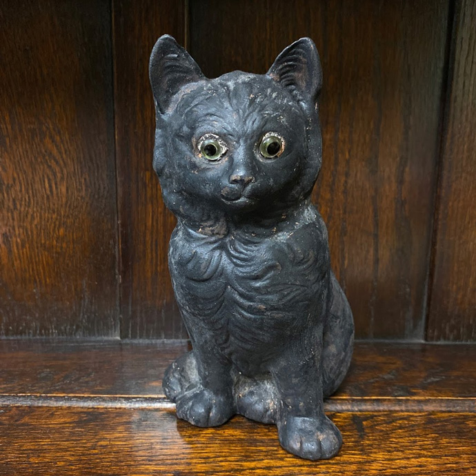 楽天市場】アンティーク 黒猫 グラスアイ 置物 Bretby Art Pottery