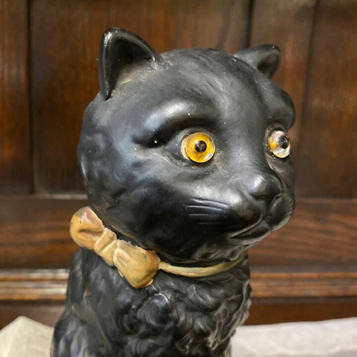 楽天市場】アンティーク Good Luck Cat 黒猫 グラスアイ 置物 イギリス 