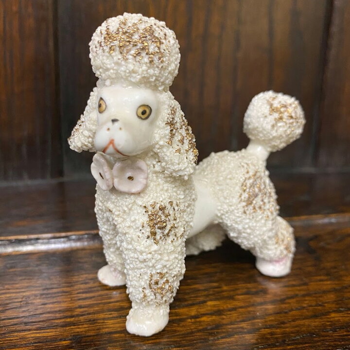 楽天市場】ヴィンテージ フィギュア プードル 犬 白 金彩 メーカー不明 