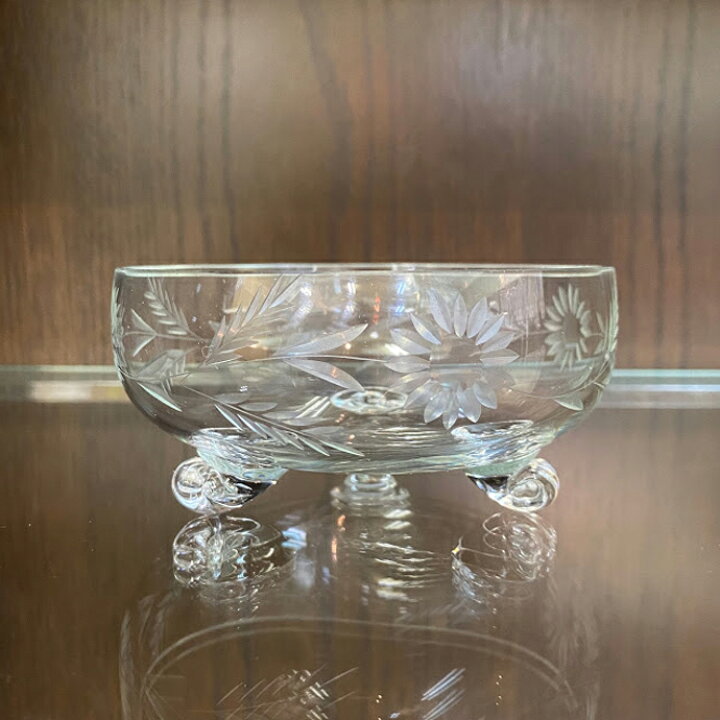 楽天市場】アンティーク ガラス 脚付きボウル 花柄 ヴィンテージ 食器 