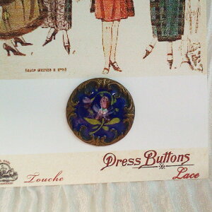 アンティーク ボタン ヴィクトリアン メタル エナメルハンドペイント 22mm ヴィクトリア時代 ヴィンテージ ソーイング 裁縫 手芸 雑貨 かわいい メール便OK