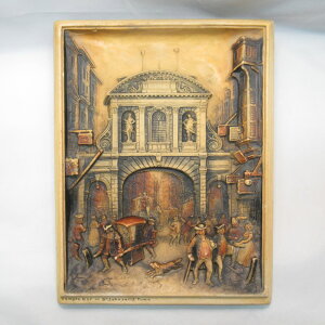 アンティーク 額絵 アイボレックス プラーク セントポール大聖堂 テンプルバー ハンドペイント Osborne イギリス 1920年頃 ヴィンテージ インテリア 欧州雑貨 壁掛け アート フレーム付き レリ