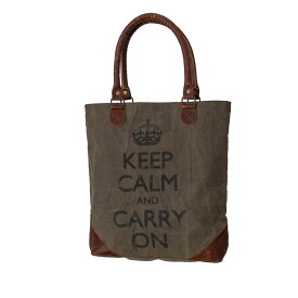 リサイクル キャンバス トートバッグ Keep Calm and Carry On 英国デザイン ファッション 鞄 サスティナブル エコ レディース メンズ ファスナー付き 内ポケット イギリス