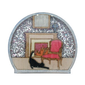 ハンドメイド ブローチ 木製 キャットルーム 英国製 ベクベクメイクス ピンバッジ ピンズ 欧州雑貨 手作り おしゃれ かわいい Bekbek Makes 動物 猫 スノードーム メール便OK