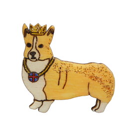 ハンドメイド 木製 ロイヤルコーギー 英国製 ベクベクメイクス Bekbek Makes イギリス 王室 犬 ピンズ ブローチ おしゃれ かわいい 軽い メール便OK