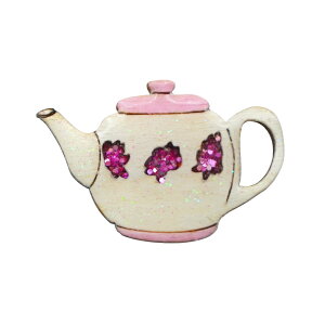 ハンドメイド ピンバッジ 木製 ティーポット 英国製 ベクベクメイクス ピンブローチ ピンズ 欧州雑貨 手作り おしゃれ かわいい 軽い Bekbek Makes 紅茶 アフタヌーンティー メール便OK