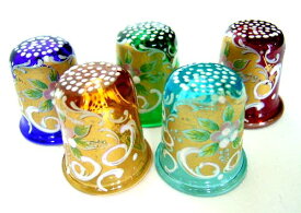 イタリア製 ガラス シンブル ベネチアングラス Truchi ソーイング 裁縫 インテリア 雑貨 かわいい 指貫 シンブル 花柄
