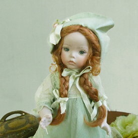 Marigio マリジオ 陶製 ビスクドール 少女（グリーン） イタリア マリア・ロッシ 作
