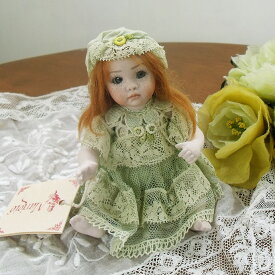イタリア製 ビスクドール Mサイズ ガール グリーン Maria Rossi マリア・ロッシ作 Marigio インテリア 欧州雑貨 西洋人形 置物 オブジェ フィギュリン 陶磁器 動物