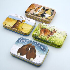 Alex Clark アレックス・クラーク アニマル ティン缶 Mサイズ 英国デザイン インテリア 欧州雑貨 小物入れ ピルケース ミント フリスク タブレット 収納 おしゃれ かわいい 動物 犬 猫 モルモット うさぎ