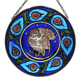 英国製 ステンドグラス 梟 ウィリアムドモーガン Winged Heart ウィングドハート インテリア 飾り 動物 鳥 William De Morgan