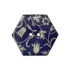 英国製 陶器ボタン ウィリアムモリス 花柄 六角形 28mm 二つ穴 ストックウェルセラミックス BH192 手作り ハンドメイド かわいい ヘキサゴン William Morris メール便OK