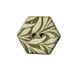 英国製 陶器ボタン ウィリアムモリス 植物柄 六角形 23mm 二つ穴 ストックウェルセラミックス BH90 手作り ハンドメイド かわいい ヘキサゴン William Morris メール便OK