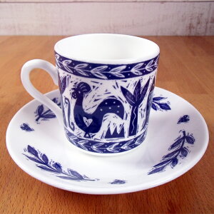 英国製 デミタス コーヒーカップ&ソーサー トライバル Gillian Naylor キッチン 欧州雑貨 食器 テーブルウェア 茶器 ティーセット ボーンチャイナ エスプレッソ かわいい おしゃれ ギフト プレ