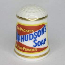 ヴィンテージ 陶磁器製 企業広告 シンブル Hudson's Soap ハドソンズソープ The Franklin Mint フランクリンミント アメリカ 1982年頃 アンティーク ソーイング 裁縫 アイテム インテリア 雑貨 かわいい 指貫 指ぬき レトロ