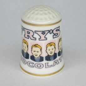 ヴィンテージ 陶磁器製 企業広告 シンブル Fry's Choco フライズチョコ JS Fry & Sons The Franklin Mint フランクリンミント アメリカ 1982年頃 アンティーク ソーイング 裁縫 アイテム インテリア 雑貨 かわいい 指貫 指ぬき レトロ