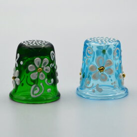 イタリア製 ガラス シンブル ベネチアングラス Truchi ソーイング 裁縫 インテリア 雑貨 かわいい 指貫 シンブル 花柄