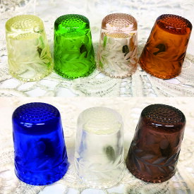 ドイツ製 ウルマン クリスタルグラス シンブル トゥーシェ・オリジナルカラー ULLMANN GLASS ソーイング 裁縫雑貨 ガラス製 指貫 インテリア 置物 コレクション