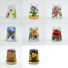 ドイツ製 ガラス シンブル 花柄 ハンドペイント ULLMANN GLASS ウルマングラス ソーイング 裁縫 インテリア 雑貨 かわいい 指貫
