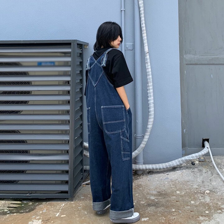楽天市場 カップル お揃いコーデ デニム オーバーオール メンズ サロペット ストレートパンツ オーバーオール メンズ レディース ユニセックス カーゴパンツ ロングパンツ オールインワン ペアルック無地 M L Xl 2xl ブルー 大きいサイズ B系 ヒップホップ ストリート系