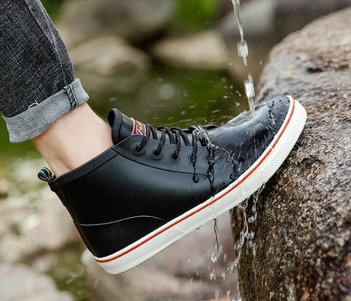 在庫処分 ショートレインブーツ メンズ 軽量 防滑 完全防水 スニーカー用レインシューズ Teleacv Cl