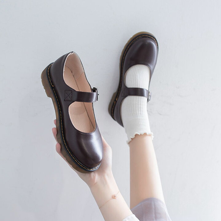 楽天市場 ストラップパンプス レディース パンプス 痛くない ローヒール 歩きやすい 厚底パンプス シンプル ロリータパンプス 厚底靴 学生靴 美脚 おしゃれ カジュアル コスプレ靴 メイド靴 ロリータ靴 黒 ブラック ブラウン 東栄shop