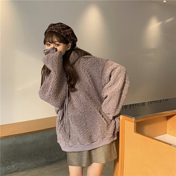 市場 くま コート レディース パーカー ゆったり ジャケット かわいい ふわふわ 秋冬
