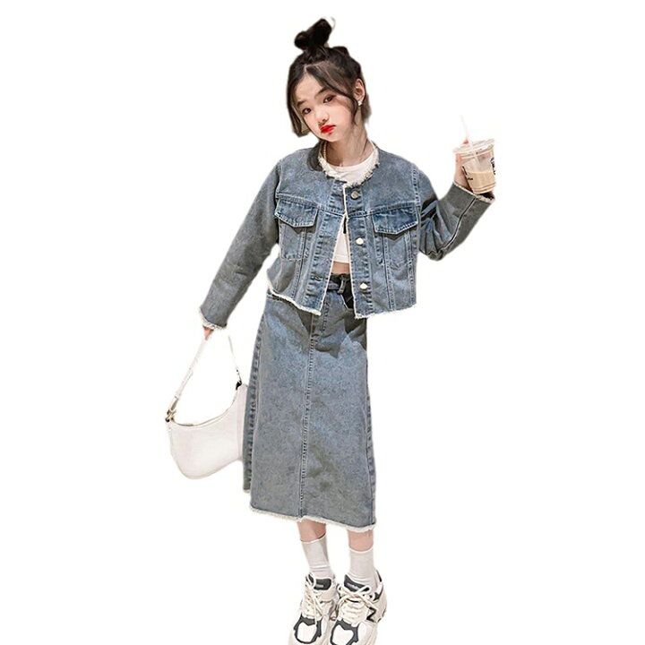 楽天市場】子供服 デニムセットアップ デニムジャケット 2点セットノー 