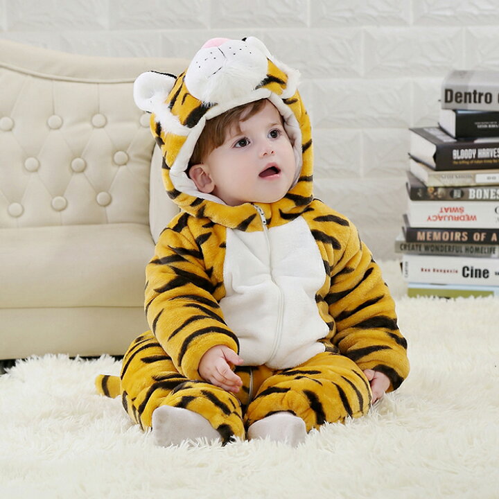 楽天市場 部分現物 ベビーロンパース ベビー服 新生児 子供 虎 とら トラ 着ぐるみ 動物 干支 赤ちゃん 年賀状 寅年 虎 コスプレ 虎柄 牛柄 着ぐるみ 可愛い 男の子 女の子 うし 着ぐるみ もこもこ 長袖 ボア モコモコ70 80 90 95 100