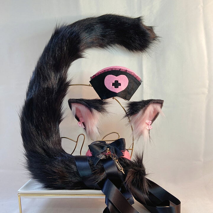 楽天市場 コスプレ道具 猫耳 しっぽ 帽子 3点セット ハロウィン仮装 ナース 看護婦 病院 Nurse 女医 医者 コスプレ衣装 コスチューム 黒猫 ネコ コスプレ 猫 萌えにゃんこ ねこ 尻尾 ネコミミ ねこみみ ねこ耳 猫耳 カチューシャ 可愛い 偽耳 偽しっぽ 文化祭 学園祭 お遊戯