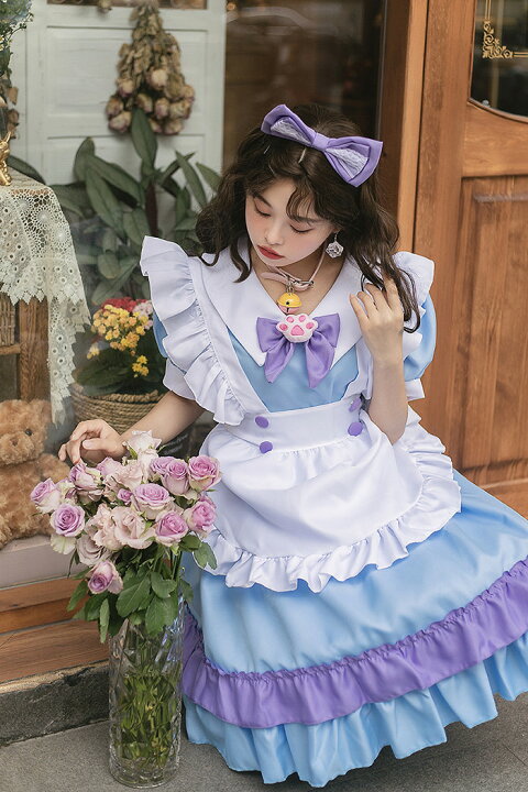 楽天市場 6点セット かわいい メイド服 コスプレ 衣装 大人 セクシー ハロウィン セット メイド服 コスプレ メイド コスプレ衣装 大人 セクシー ピンク ブルー ワンピース エプロン 仮装パーティー 仮装 結婚式 余興 可愛い パーティー イベント カフェ 学園祭 文化祭