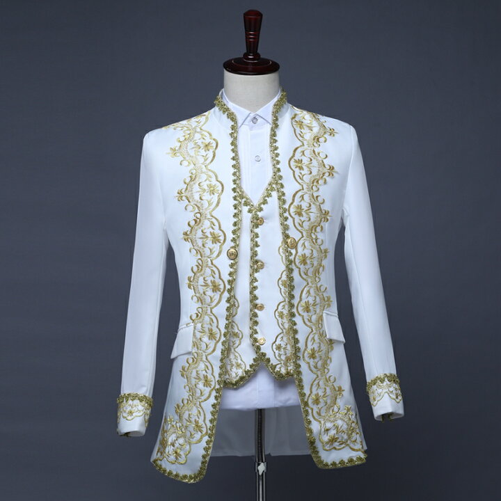 楽天市場 王子様 コスプレ衣装 大人用コスチューム 貴族風タキシード メンズスーツ3点セット ジャケット ベスト ズボン 貴族 ヨーロッパ王族服 ゴシック 中世の貴族や王子様みたい ステージ 衣装 ハロウィン仮装 結婚式 パーティー イペント 余興 コスプレ衣装 ダンス