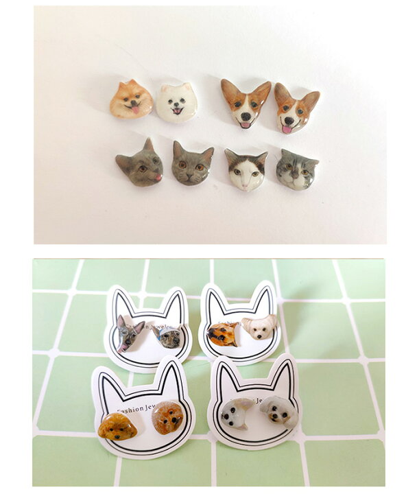 楽天市場】ピアス ペットの顔 オーダーメイドピアス 写真 グッズ 